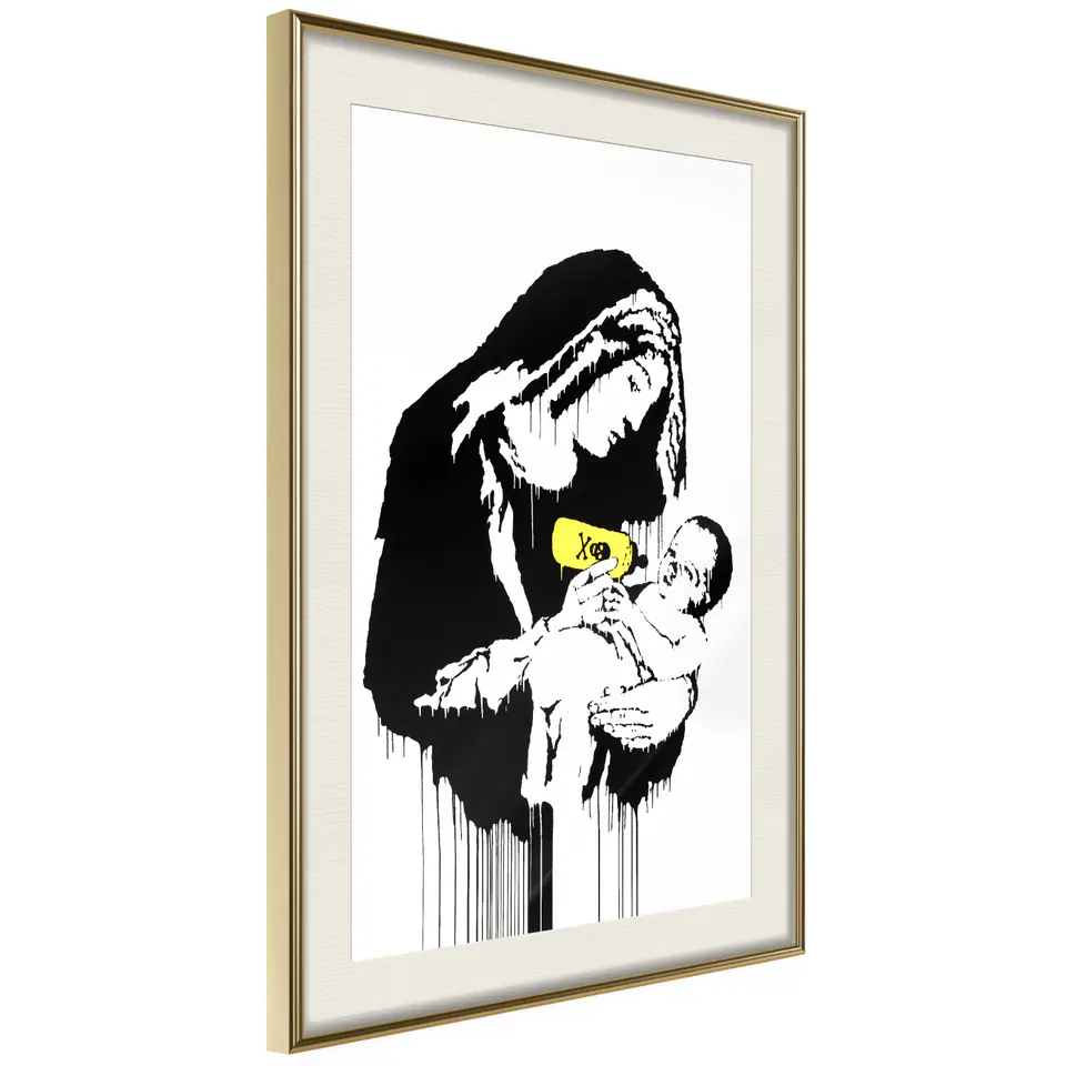 ⁨Plakat - Karmiąca matka [Poster] (rozmiar 30x45, wykończenie Rama złota z passe-partout)⁩ w sklepie Wasserman.eu