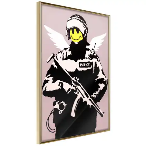 ⁨Poster - Banksy: Flying Copper (size 40x60, finish Gold frame)⁩ at Wasserman.eu