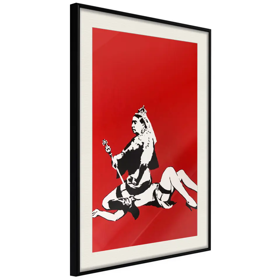 ⁨Plakat - Banksy: Queen Victoria (rozmiar 40x60, wykończenie Rama czarna z passe-partout)⁩ w sklepie Wasserman.eu