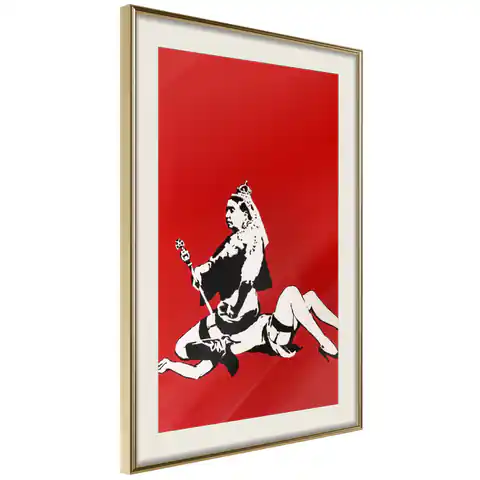 ⁨Poster - Banksy: Queen Victoria (size 20x30, finish Gold frame with passe-partout)⁩ at Wasserman.eu