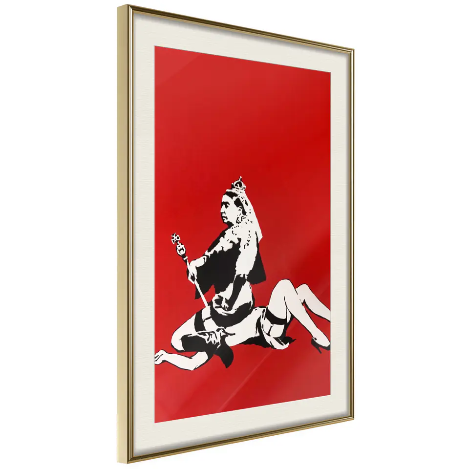 ⁨Poster - Banksy: Queen Victoria (size 20x30, finish Gold frame with passe-partout)⁩ at Wasserman.eu