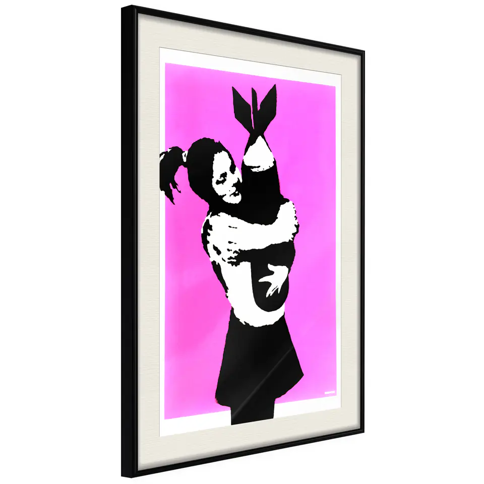 ⁨Plakat - Bombowy uścisk [Poster] (rozmiar 20x30, wykończenie Rama czarna z passe-partout)⁩ w sklepie Wasserman.eu