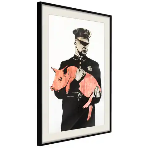 ⁨Poster - Pig (size 20x30, finish Black frame with passe-partout)⁩ at Wasserman.eu