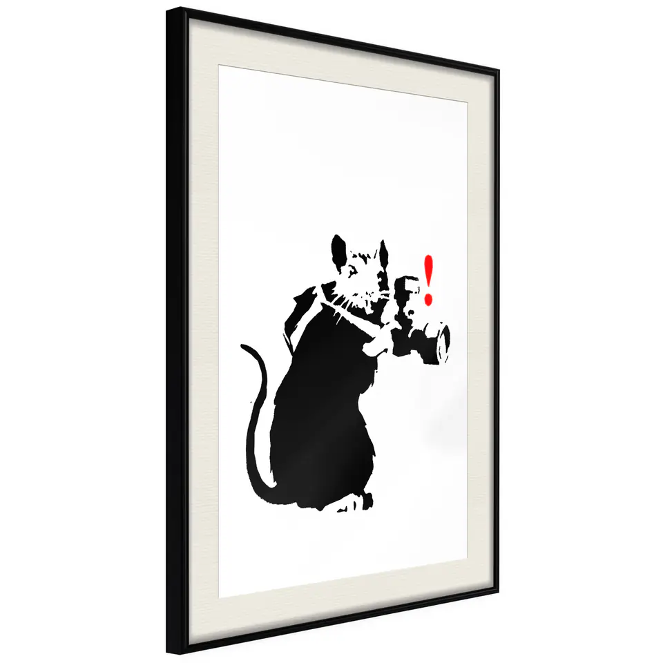 ⁨Poster - Banksy: Rat Photographer (size 20x30, finish Black frame with passe-partout)⁩ at Wasserman.eu