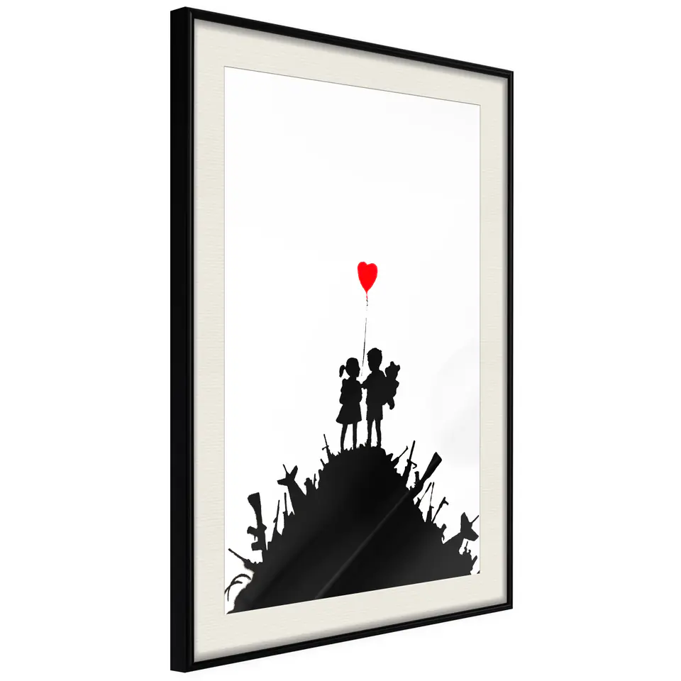 ⁨Poster - Banksy: Kids on Guns (size 20x30, finish Black frame with passe-partout)⁩ at Wasserman.eu