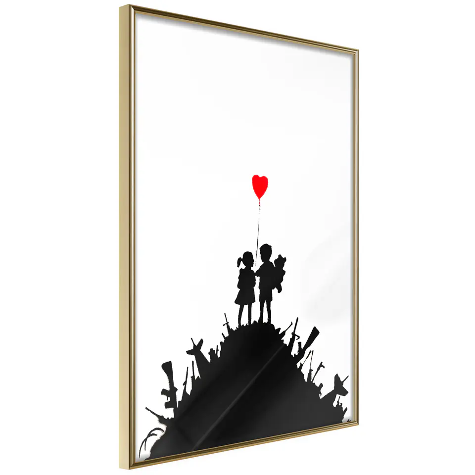 ⁨Poster - Banksy: Kids on Guns (size 20x30, gold frame finish)⁩ at Wasserman.eu