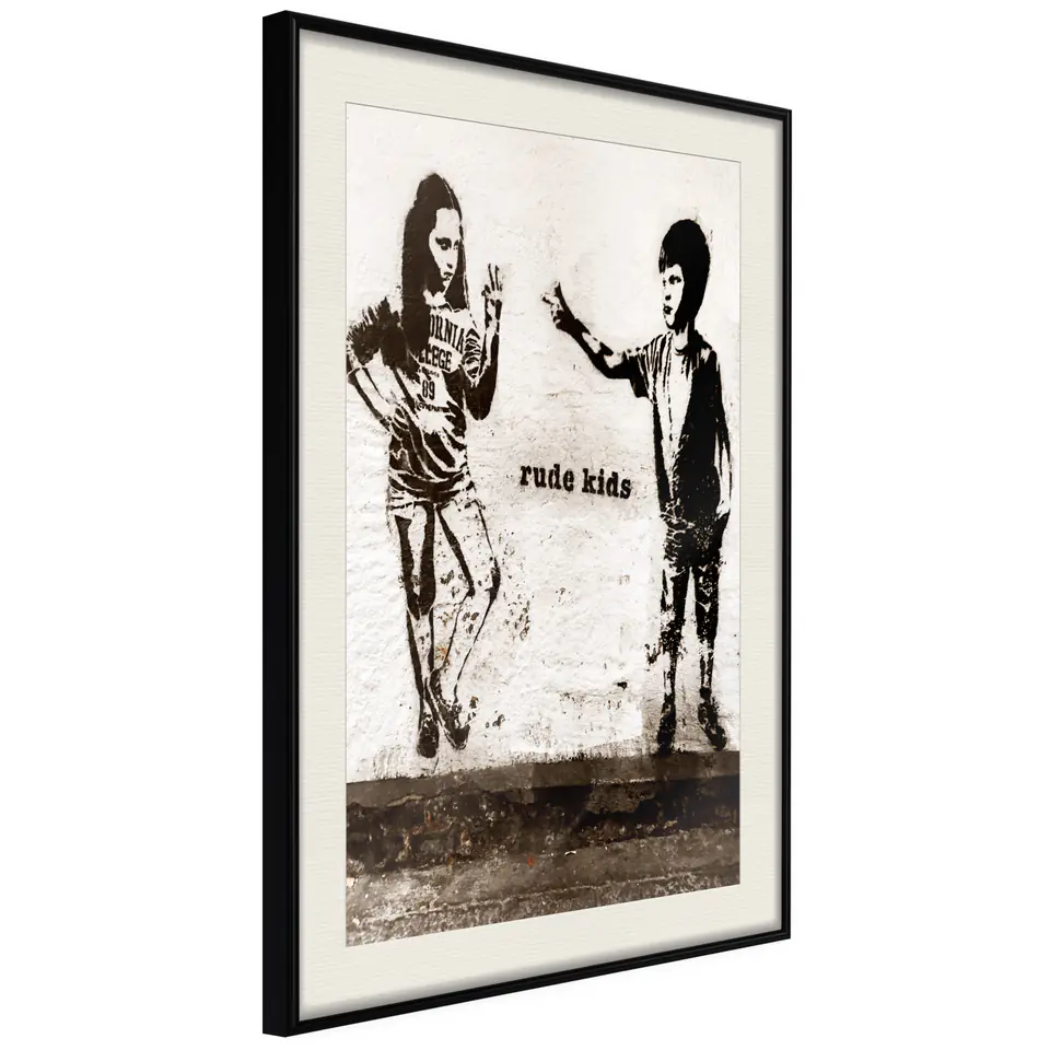 ⁨Poster - Banksy: Rude Kids (size 30x45, finish Black frame with passe-partout)⁩ at Wasserman.eu