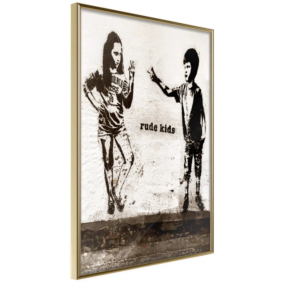 ⁨Poster - Banksy: Rude Kids (size 20x30, finish Gold frame)⁩ at Wasserman.eu