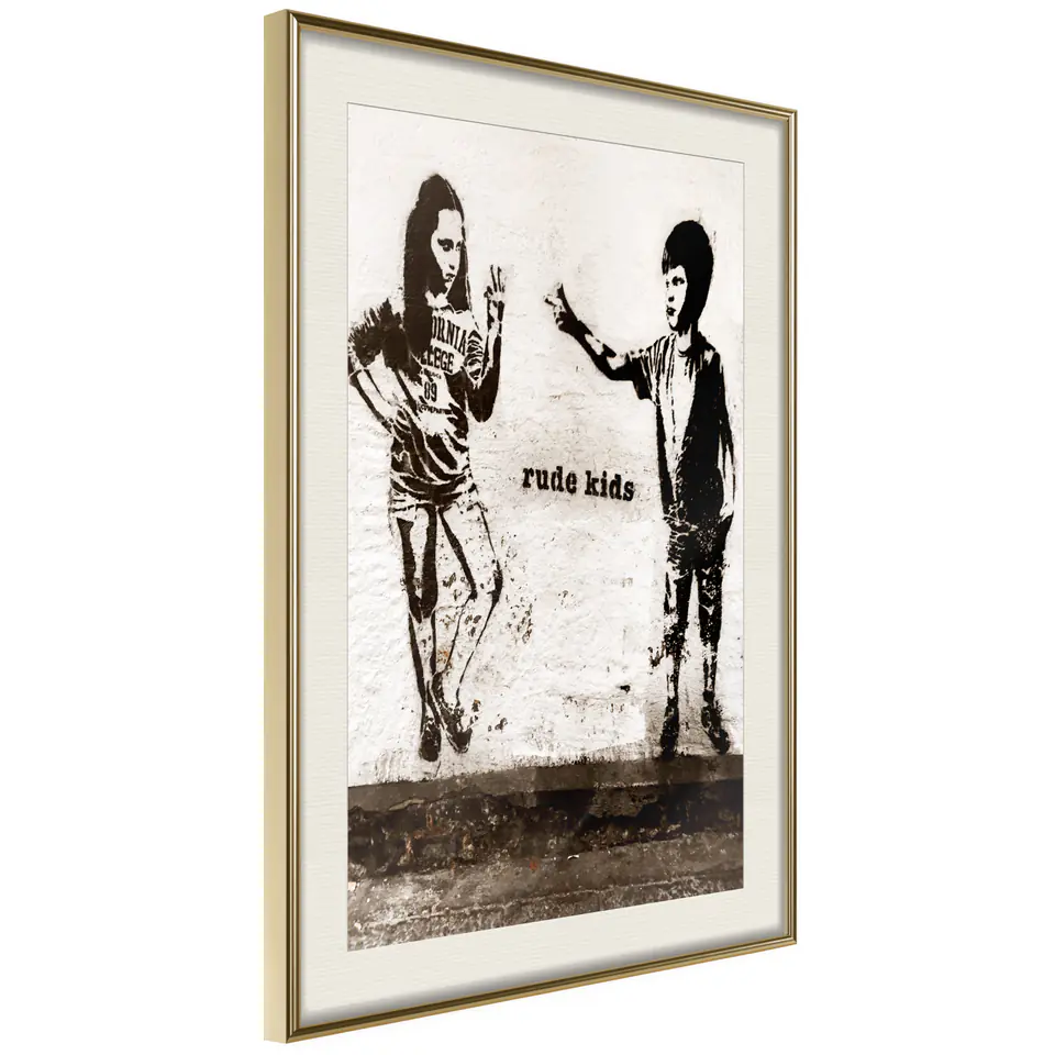 ⁨Poster - Banksy: Rude Kids (size 20x30, finish Gold frame with passe-partout)⁩ at Wasserman.eu