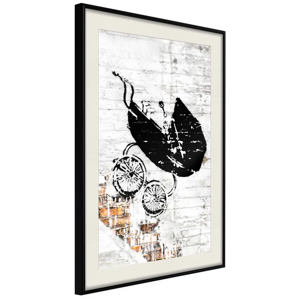 ⁨Poster - Banksy: Baby Stroller (size 20x30, finish Black frame with passe-partout)⁩ at Wasserman.eu