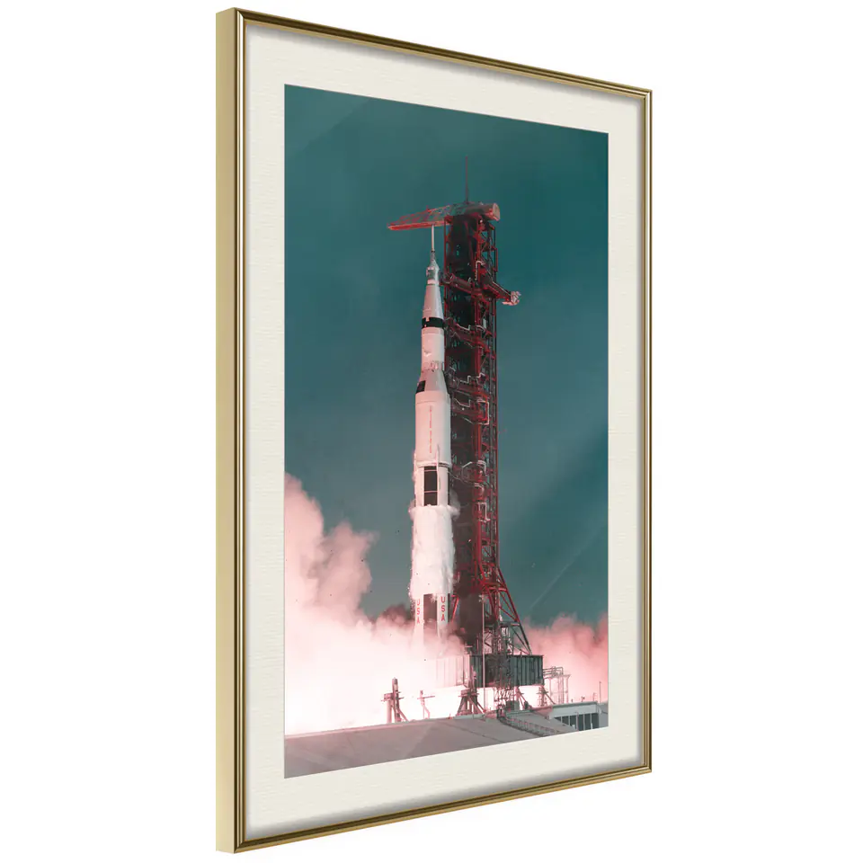 ⁨Poster - Start into the unknown (size 20x30, finish Gold frame with passe-partout)⁩ at Wasserman.eu