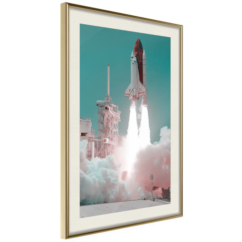 ⁨Poster - Leaving Earth (size 30x45, finish Gold frame with passe-partout)⁩ at Wasserman.eu