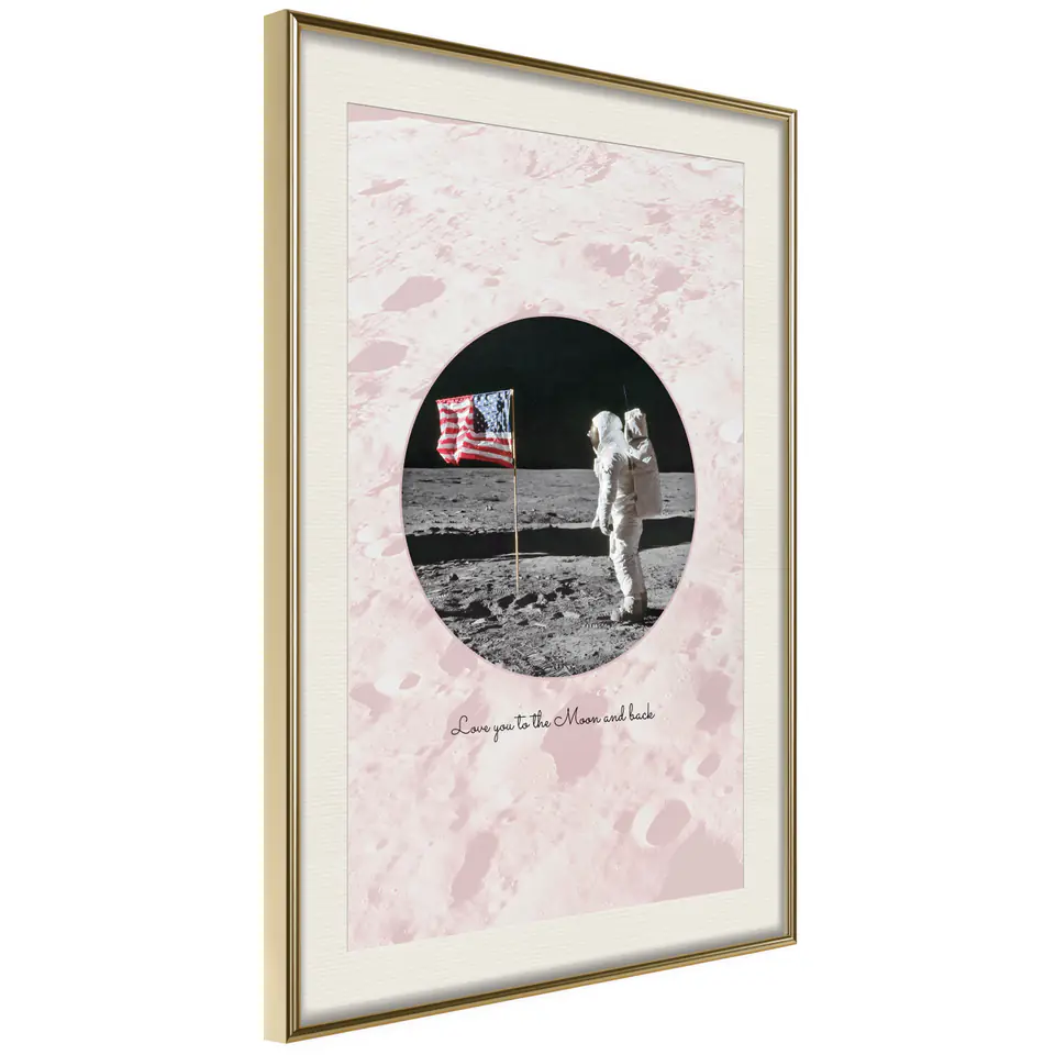 ⁨Plakat - Love You to the Moon and Back [Poster] (rozmiar 40x60, wykończenie Rama złota z passe-partout)⁩ w sklepie Wasserman.eu