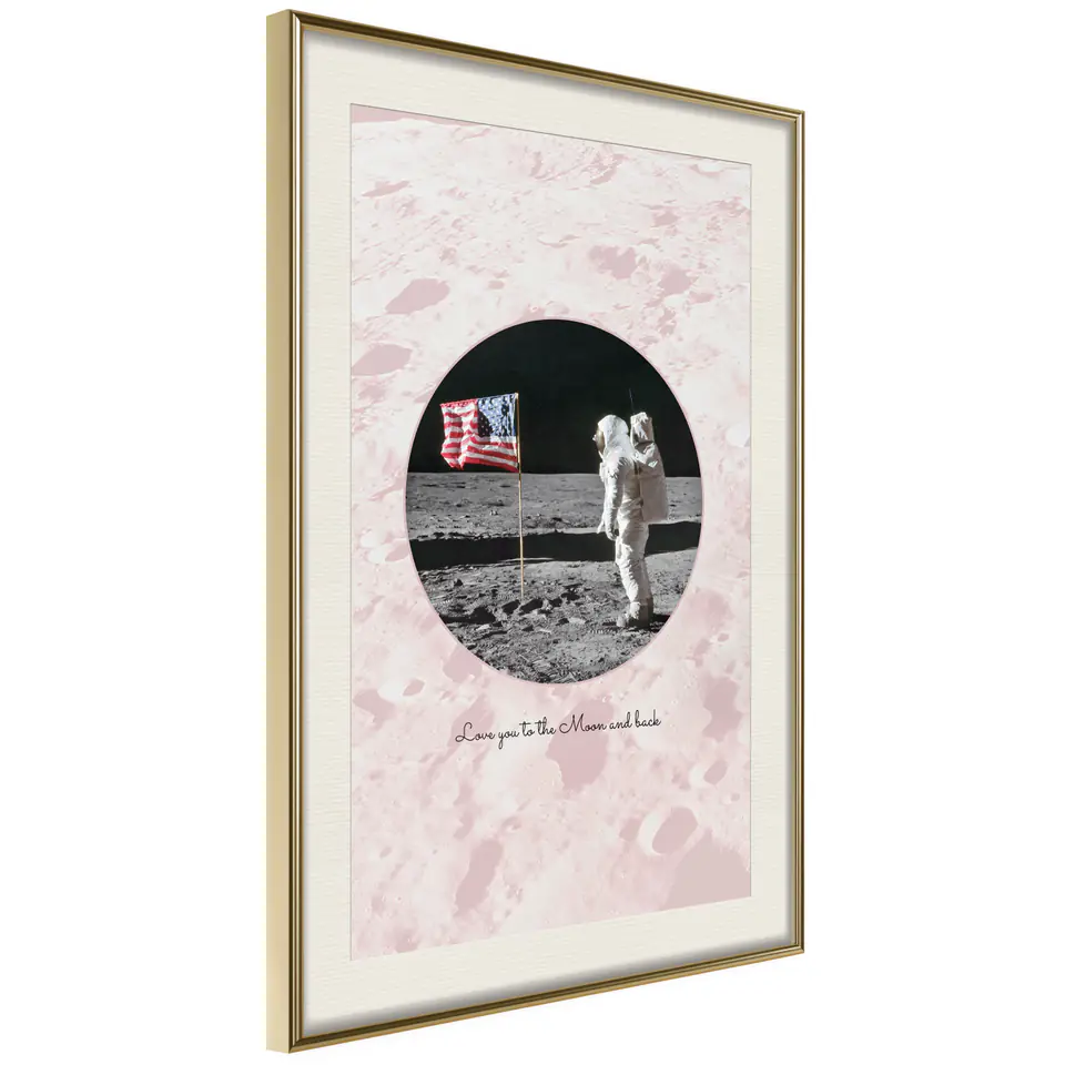 ⁨Plakat - Love You to the Moon and Back [Poster] (rozmiar 30x45, wykończenie Rama złota z passe-partout)⁩ w sklepie Wasserman.eu