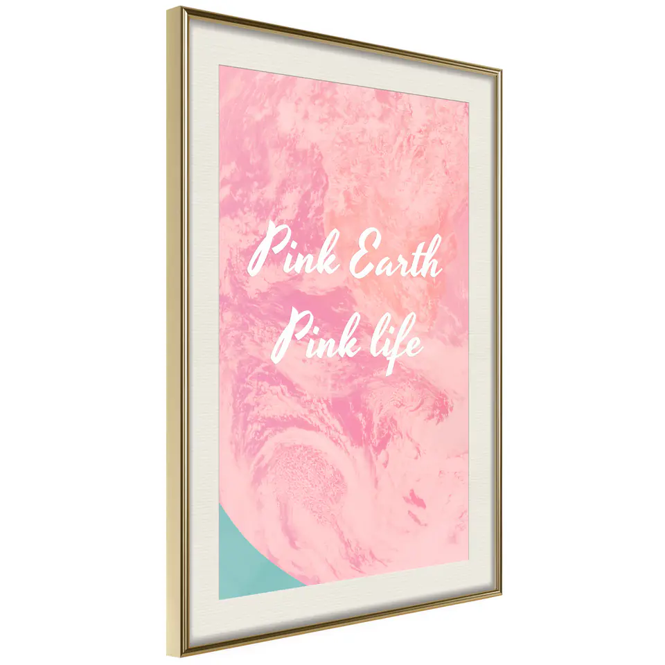 ⁨Poster - Pink Life (size 20x30, finish Gold frame with passe-partout)⁩ at Wasserman.eu