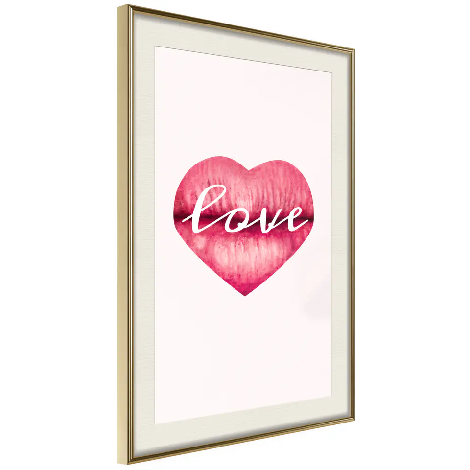 ⁨Poster - Kiss of Love (size 20x30, finish Gold frame with passe-partout)⁩ at Wasserman.eu