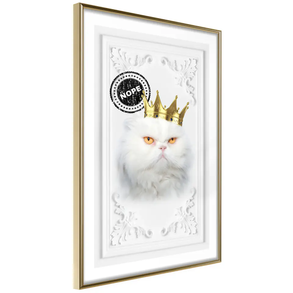 ⁨Poster - Cat rules II (size 20x30, finish Frame gold)⁩ at Wasserman.eu