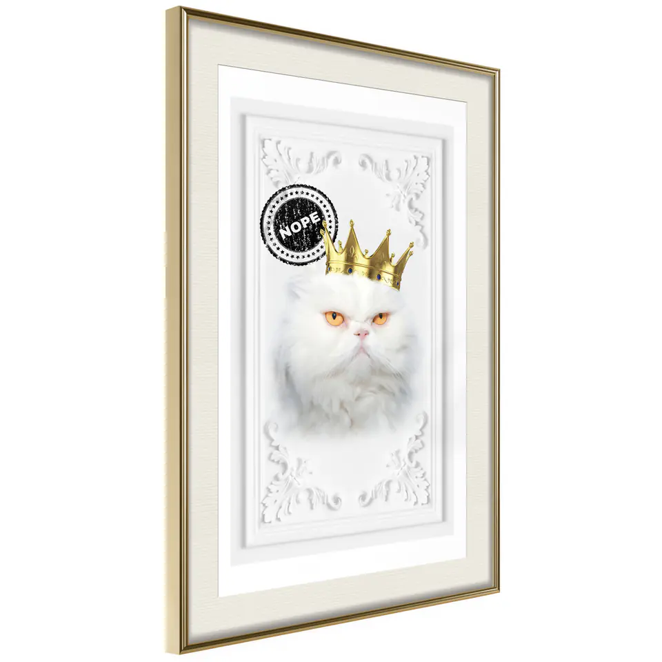 ⁨Poster - Cat rules II (size 20x30, finish Gold frame with passe-partout)⁩ at Wasserman.eu