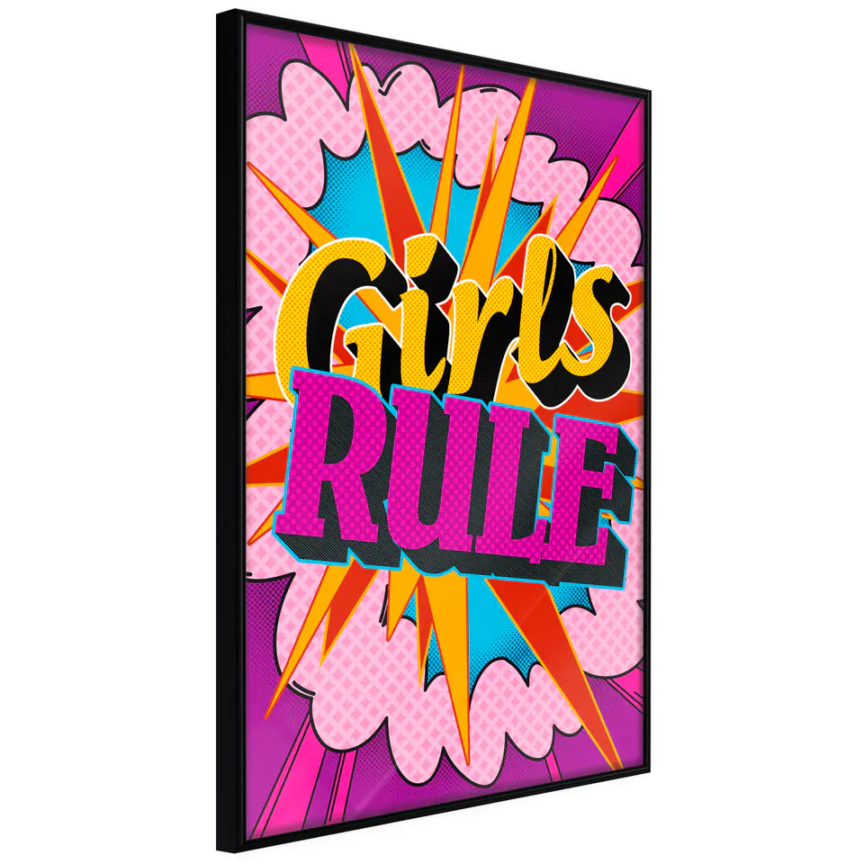 ⁨Poster - Girls rule (color) (size 20x30, finish Frame black)⁩ at Wasserman.eu