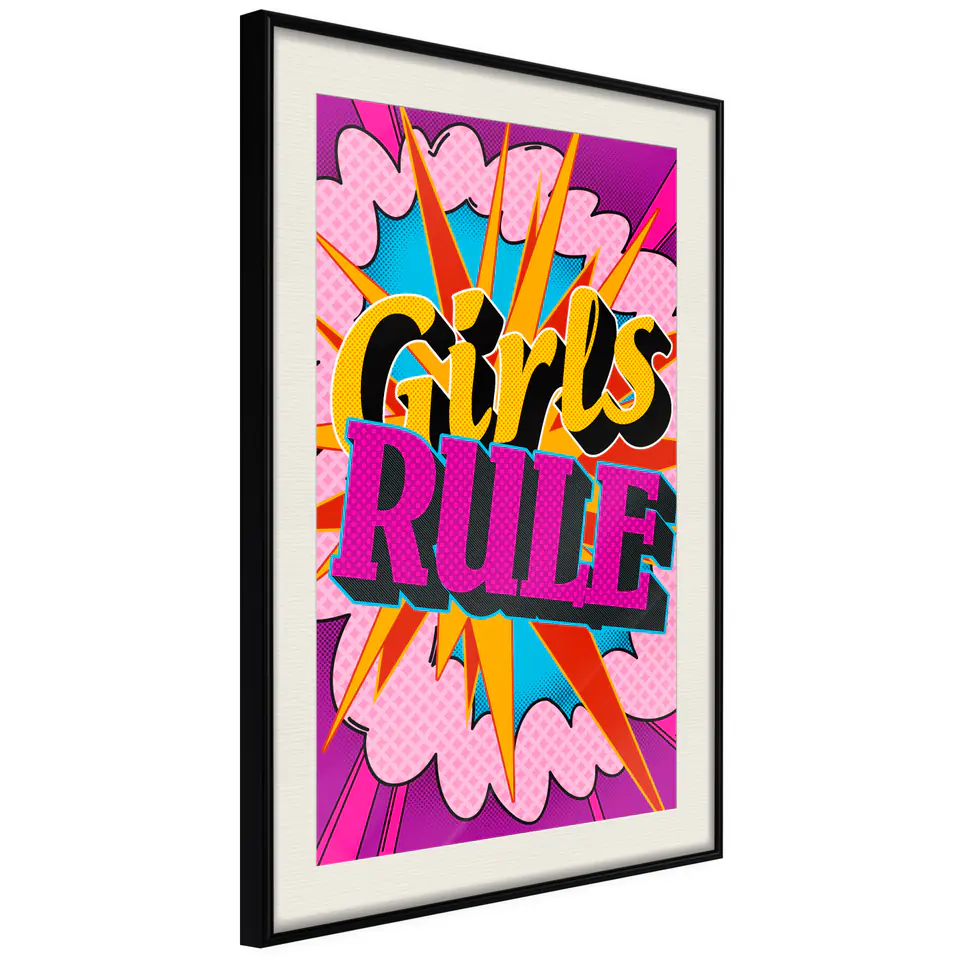 ⁨Poster - Girls rule (color) (size 20x30, finish Black frame with passe-partout)⁩ at Wasserman.eu