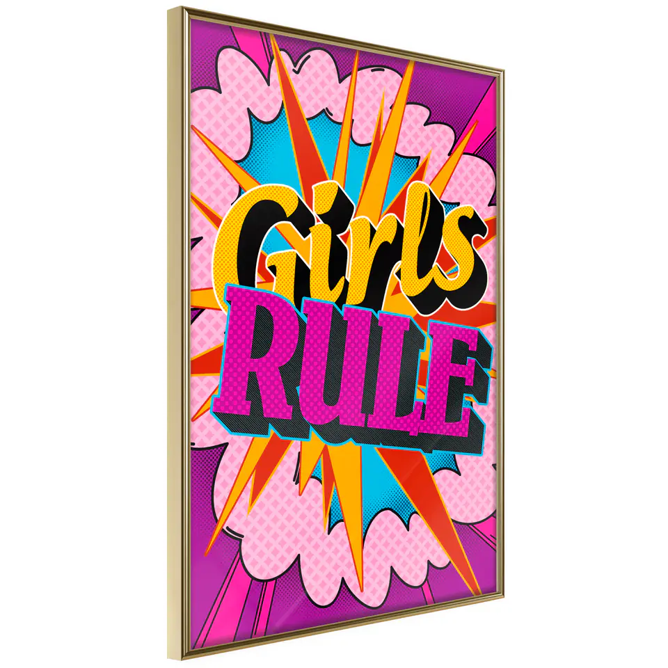 ⁨Poster - Girls rule (color) (size 20x30, finish Gold frame)⁩ at Wasserman.eu