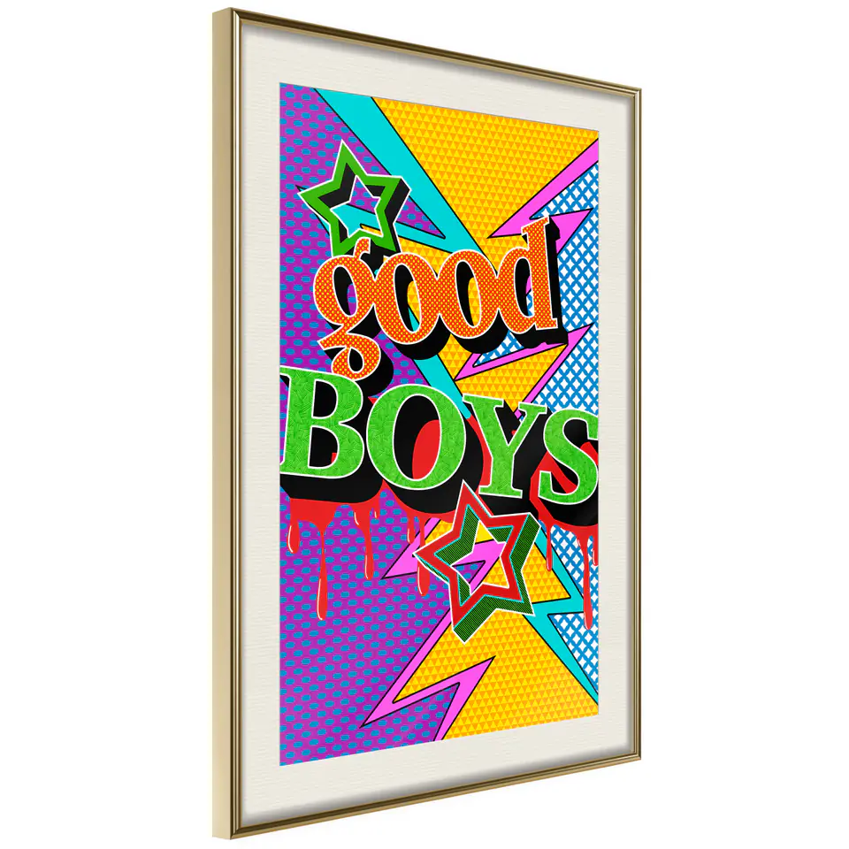 ⁨Poster - Good boys (size 20x30, finish Gold frame with passe-partout)⁩ at Wasserman.eu
