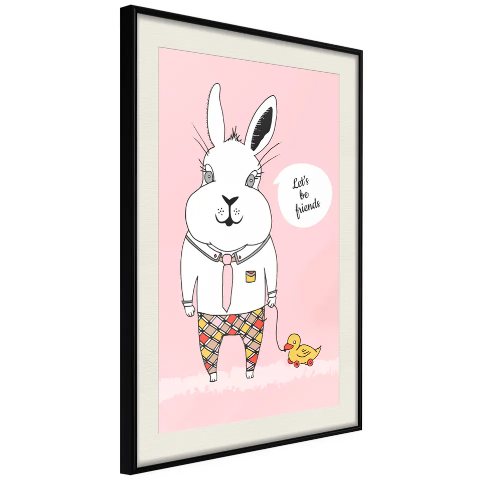 ⁨Poster - Friendly rabbit (size 40x60, finish Black frame with passe-partout)⁩ at Wasserman.eu