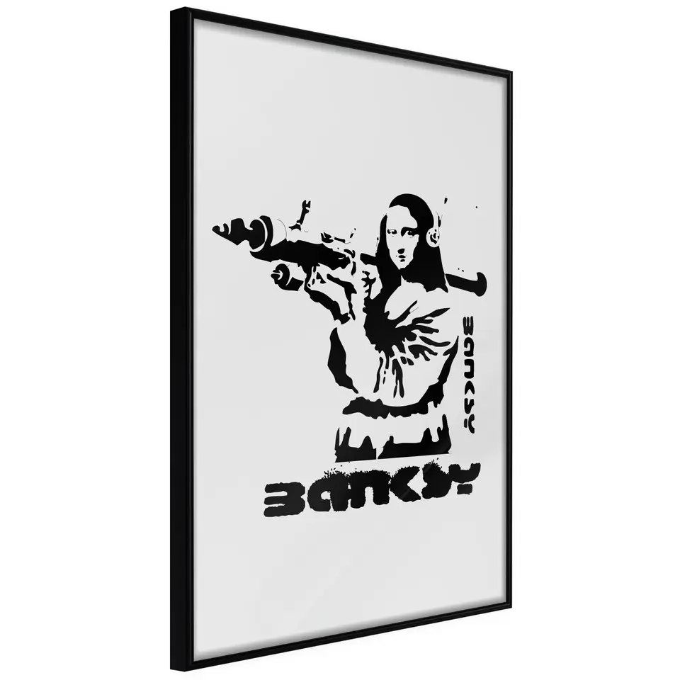 ⁨Poster - Banksy: Mona Lisa with Bazooka I (size 20x30, finish Frame black)⁩ at Wasserman.eu