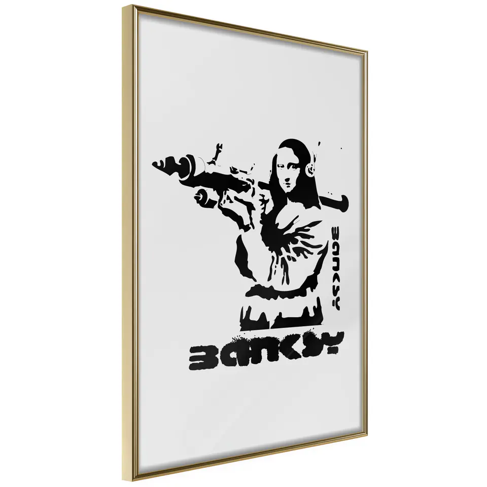 ⁨Poster - Banksy: Mona Lisa with Bazooka I (size 30x45, finish Gold frame)⁩ at Wasserman.eu