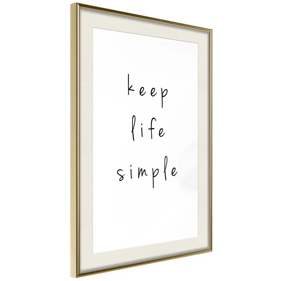 ⁨Poster - Simple life (size 20x30, finish Gold frame with passe-partout)⁩ at Wasserman.eu