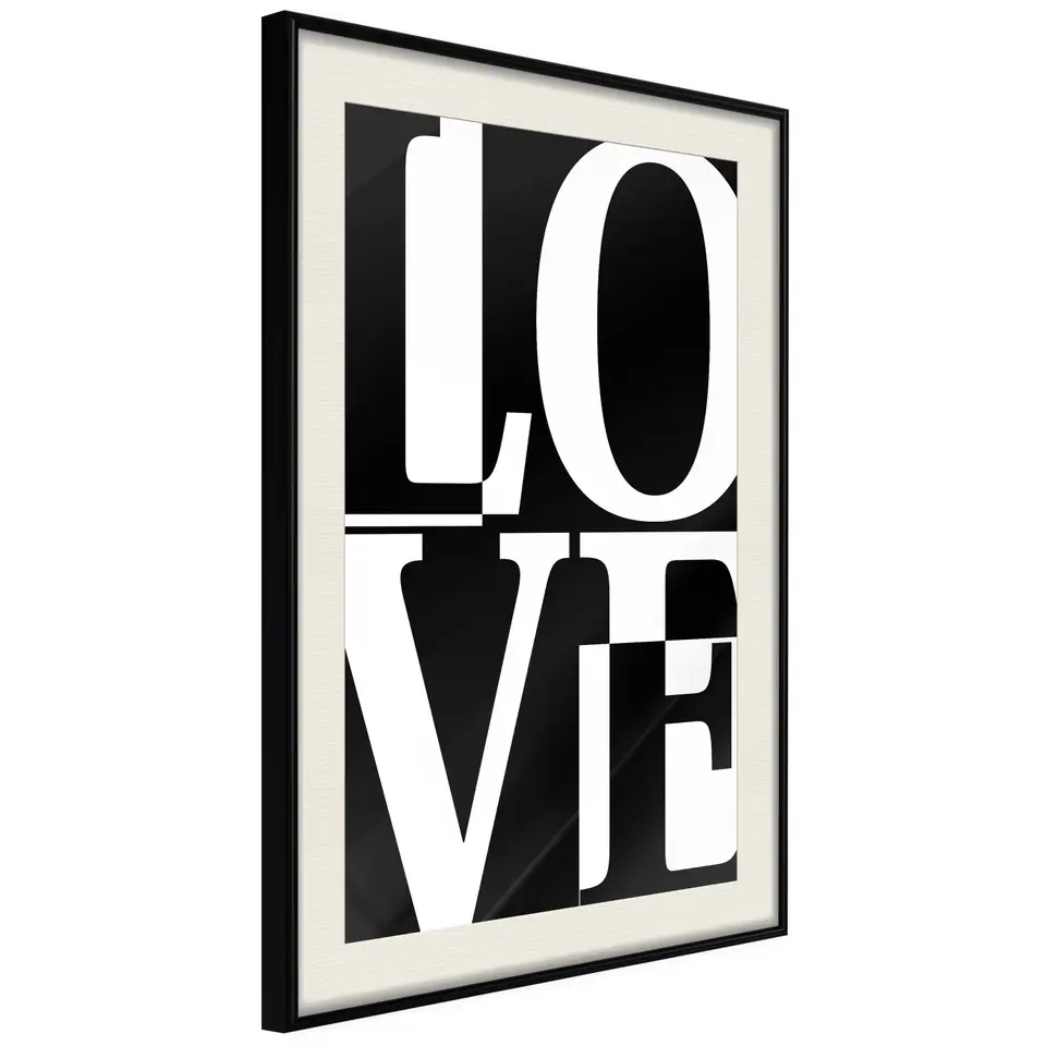 ⁨Poster - Love chessboard (size 20x30, finish Black frame with passe-partout)⁩ at Wasserman.eu