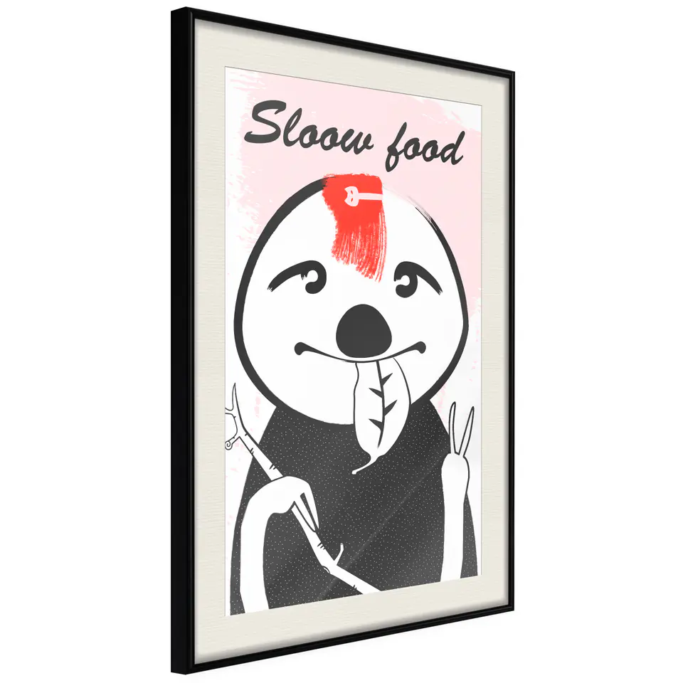 ⁨Poster - Favorite food of a sloth (size 20x30, finish Black frame with passe-partout)⁩ at Wasserman.eu