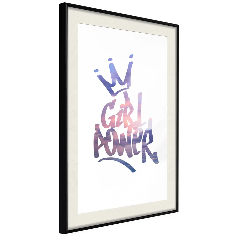 ⁨Poster - Girlish strength (size 30x45, finish Black frame with passe-partout)⁩ at Wasserman.eu