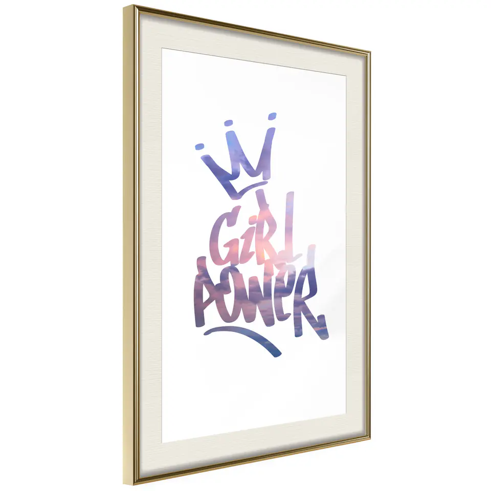 ⁨Poster - Girlish strength (size 20x30, finish Gold frame with passe-partout)⁩ at Wasserman.eu