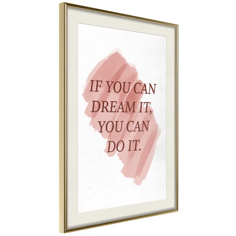 ⁨Poster - Dreams lead to success (size 20x30, finish Gold frame with passe-partout)⁩ at Wasserman.eu
