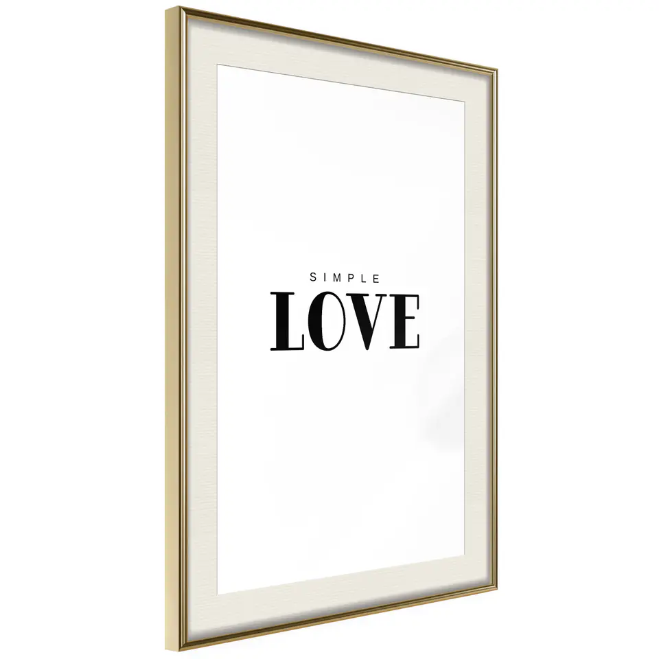 ⁨Poster - Simple love (size 20x30, finish Gold frame with passe-partout)⁩ at Wasserman.eu