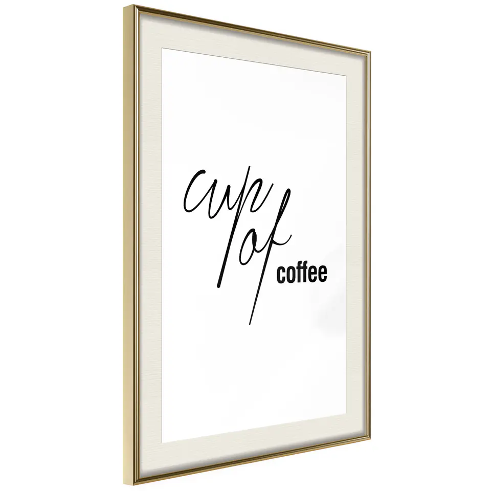 ⁨Plakat - Cup of Coffee [Poster] (rozmiar 40x60, wykończenie Rama złota z passe-partout)⁩ w sklepie Wasserman.eu