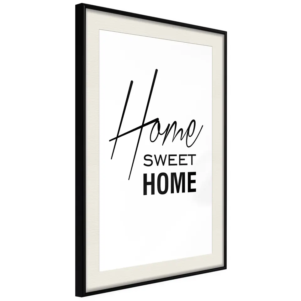 ⁨Plakat - Black and White: Home Sweet Home [Poster] (rozmiar 20x30, wykończenie Rama czarna z passe-partout)⁩ w sklepie Wasserman.eu