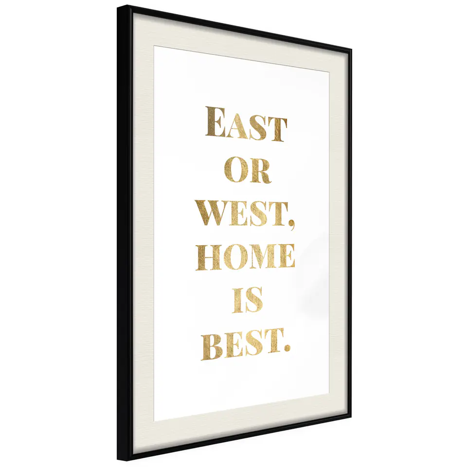 ⁨Plakat - Gold Home Is Best [Poster] (rozmiar 20x30, wykończenie Rama czarna z passe-partout)⁩ w sklepie Wasserman.eu