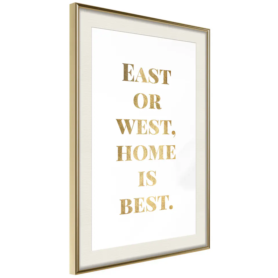 ⁨Poster - Home Is Best (gold) (size 40x60, finish Gold frame with passe-partout)⁩ at Wasserman.eu