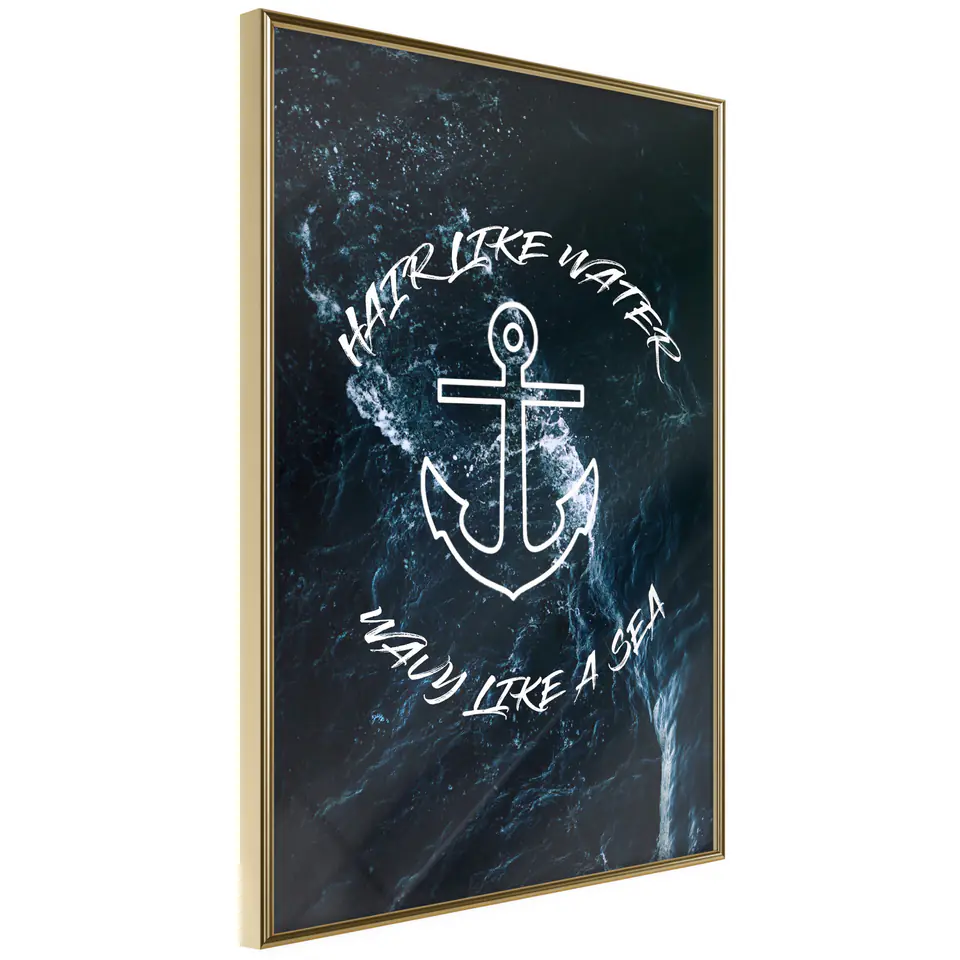 ⁨Plakat - Hair like Water, Wavy like a Sea [Poster] (rozmiar 40x60, wykończenie Rama złota)⁩ w sklepie Wasserman.eu