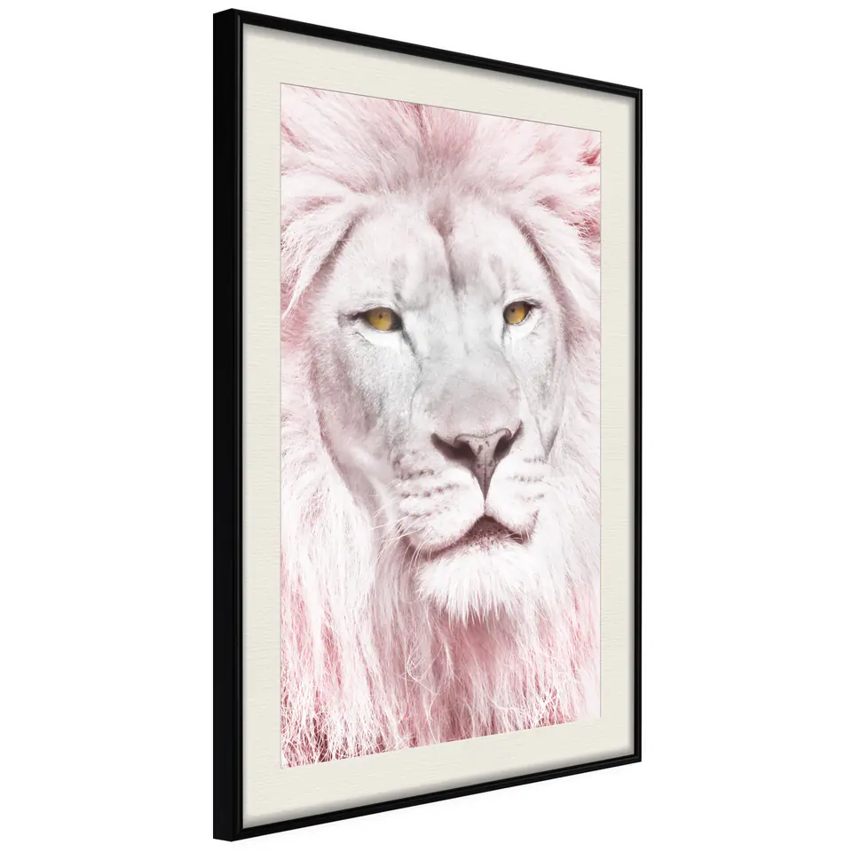 ⁨Poster - Dreamy lion (size 20x30, finish Black frame with passe-partout)⁩ at Wasserman.eu