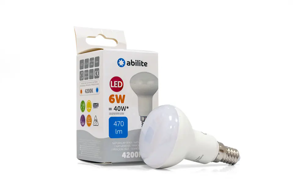 ⁨ŻARÓWKA LED ABILITE REFLEKTOROWA B.NEUTRALNA E14 6W/230V 470LM  R50⁩ w sklepie Wasserman.eu