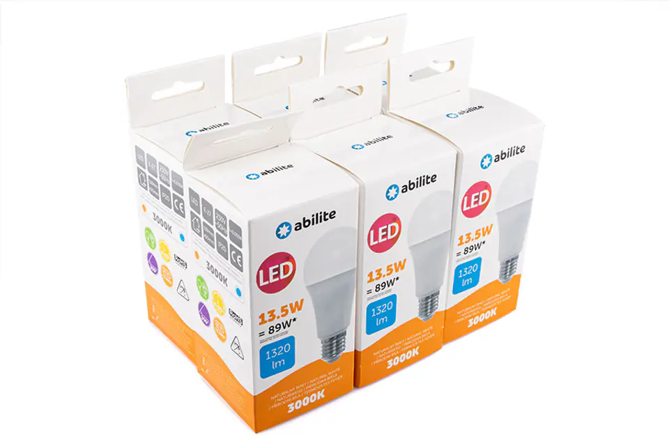 ⁨ŻARÓWKA LED ABILITE KLASYCZNA MLECZNA B.CIEPŁA E27 13,5W/230V 1320LM A60 / 6-pack⁩ w sklepie Wasserman.eu