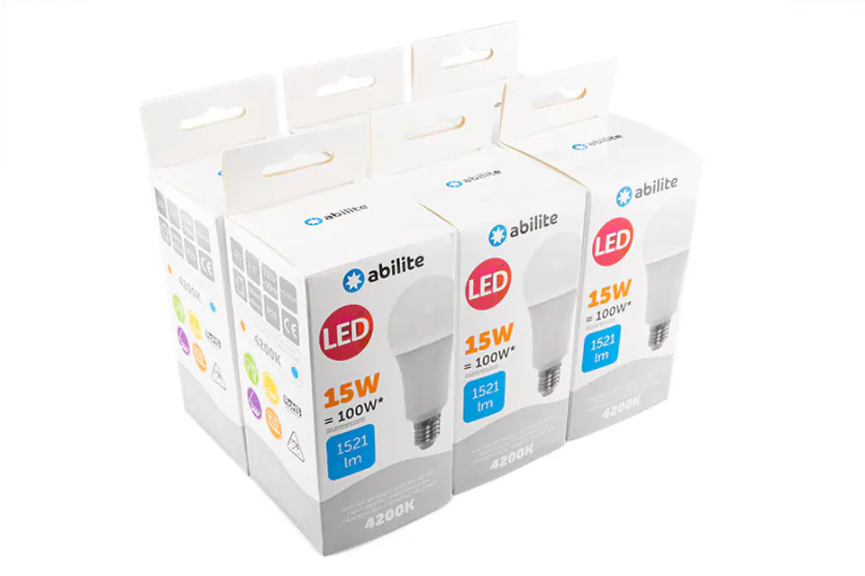 ⁨LED BULB ABILITE CLASSIC MILK B.NEUTRAL E27 15W/230V 1521LM A65 /6er-Pack⁩ im Wasserman.eu