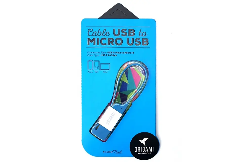 ⁨CABLE LARK USB-A(M)->micro USB-B(M) 0.18M ORIGAMI BLUE⁩ at Wasserman.eu