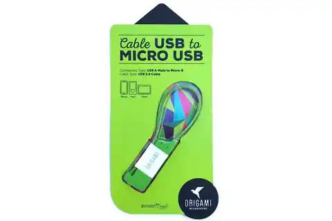 ⁨KABEL LARK USB-A(M)->micro USB-B(M) 0.18M ORIGAMI GREEN⁩ w sklepie Wasserman.eu