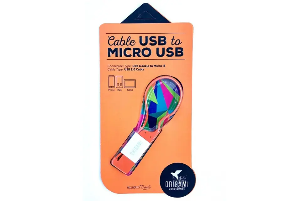 ⁨CABLE LARK USB-A(M)->micro USB-B(M) 0.18M ORIGAMI ORANGE⁩ at Wasserman.eu