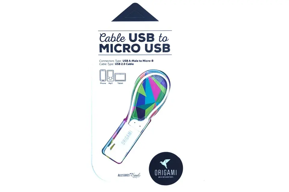 ⁨CABLE LARK USB-A(M)->micro USB-B(M) 0.18M ORIGAMI WHITE⁩ at Wasserman.eu