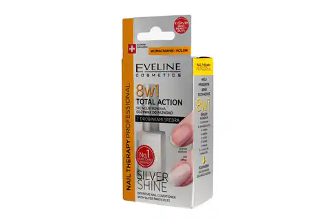 ⁨Eveline Nail Therapy Nail Polish Nail Conditioner 8in1 Total Action Silver Shine 12ml⁩ at Wasserman.eu